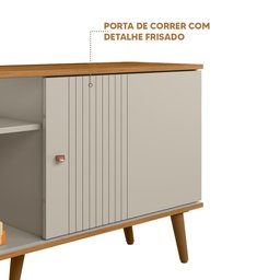 Rack para Tv até 50 Polegadas Porta de Correr Nature Off White Rubi Linea Brasil - 3