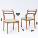 Ver imagem 3 de Kit 2 Cadeiras Madeira Maciça Damasco para Sala de Jantar Bege/Cru