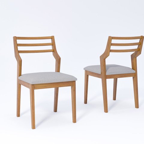 Kit 2 Cadeiras Madeira Maciça Damasco para Sala de Jantar Cinza