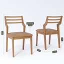 Ver imagem 3 de Kit 2 Cadeiras Madeira Maciça Damasco para Sala de Jantar Marrom/Kaki