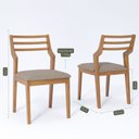 Ver imagem 3 de Kit 2 Cadeiras Madeira Maciça Damasco para Sala de Jantar Bege