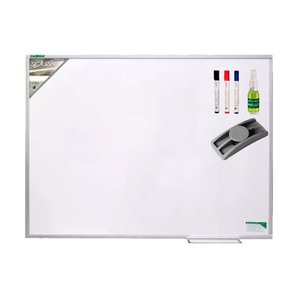 Conj Quadro Branco Standard 70x50 cm R5602 com Moldura de Alumínio Pop + 3 Marcadores + Apagador + L