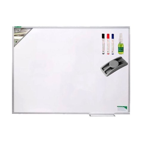 Conj Quadro Branco Standard 70x50 cm R5602 com Moldura de Alumínio Pop + 3 Marcadores + Apagador + L