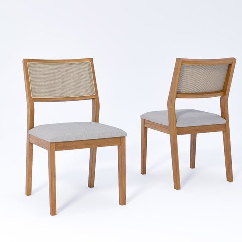 Jogo com 2 Cadeiras de Jantar Oiti 52,5cm x 47cm x 86cm Cinza/Madeira