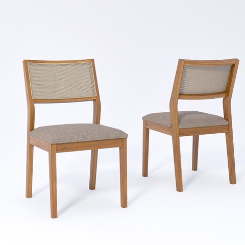 Jogo com 2 Cadeiras de Jantar Oiti 52,5cm x 47cm x 86cm Bege/Madeira