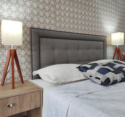 Cabeceira Queen Estofada Veneza 10 Diamond 2 Linho Cinza 160 X 120 RBL - 1