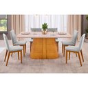 Ver imagem 1 de Sala de Jantar Completa Ryze Tampo Madeirado C- Vidro Curvo 180x100cm e 6 Cadeiras Sofia Cedro-off