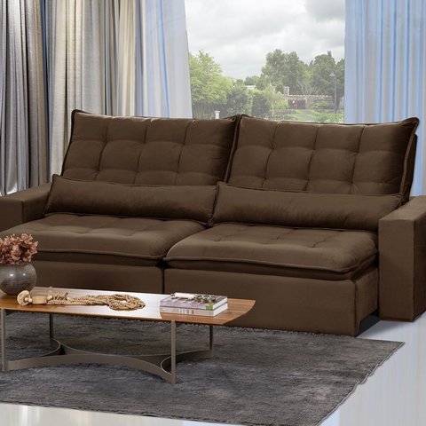 Sofá 4 Lugares Modular Ceará 230cm Retrátil e Reclinável Yescasa Marrom