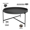 Ver imagem 4 de Mesa de Centro Decorativo Sala de Estar Industrial Sintético Preto P06 Aura - Lyam Lyam Decor