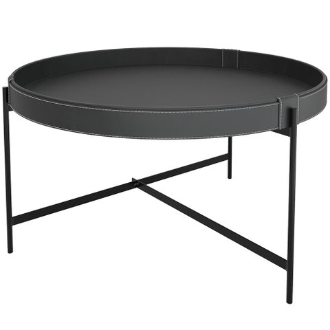 Mesa de Centro Decorativo Sala de Estar Industrial Sintético Preto P06 Aura - Lyam Lyam Decor