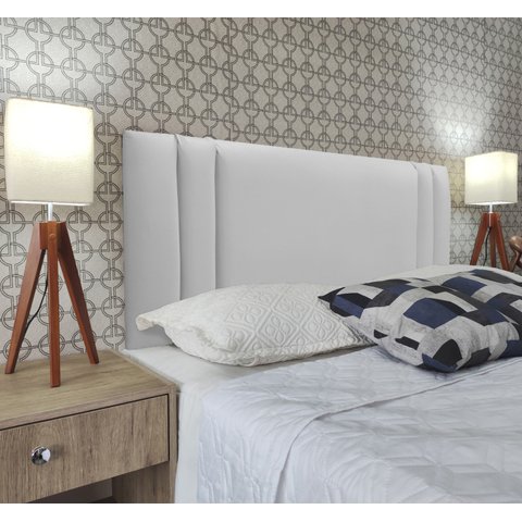 Cabeceira Casal Estofada Double Corano Branco 140 X 120 Rbl