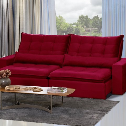 Sofá 4 Lugares Modular Ceará 230cm Retrátil e Reclinável Yescasa Vermelho