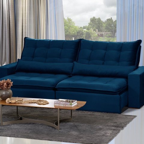 Sofá Modular Ceará 5 Lugares 250cm Retrátil e Reclinável Yescasa Azul
