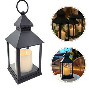 Lanterna Marroquina Preta Vela Led Luminária Lampião Decora