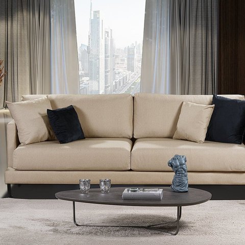Sofá São Luiz Living 4 Lugares 220cm Linho Yescasa Bege Bronze