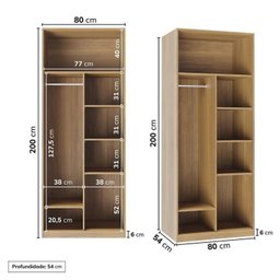 Guarda-roupa Modular 80cm com Portas e Prateleiras Jade Cabecasa Madeiramadeira - 6