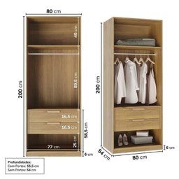 Guarda-roupa Modular 80cm com Portas e Gaveteiro Jade CabeCasa MadeiraMadeira - 8