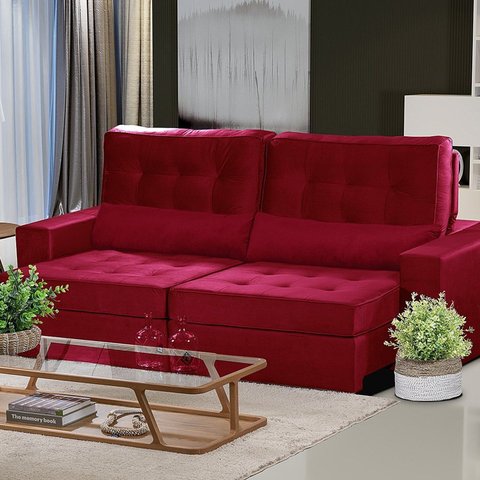 Sofá Curitiba Modular 3 Lugares 2.30 MT Retrátil Reclinável Yescasa Vermelho