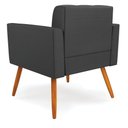 Ver imagem 2 de Kit 2 Poltronas Elisa Corino Preto Pés Palito Castanho - D'Rossi