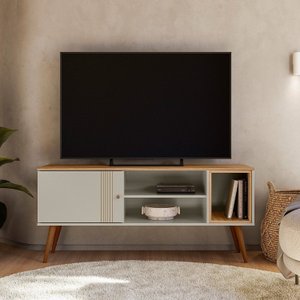 Rack para Tv até 55 Polegadas com 1 Porta de Correr e Pé Estilo Retrô