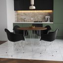 Ver imagem 1 de Mesa Jantar Redonda 110cm Amêndoa Clips 3 Pés com 4 Poltronas Pretas Eames Eiffel Ferro Branco
