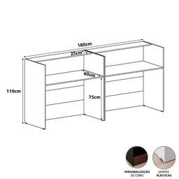 Balcões para Atendimento Recepção Escritório 180 Cm F5 Cor:macadâmia com Branco - 3