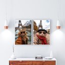 Ver imagem 2 de Kit 2 Quadros Casal de Gatos em Paris 24x18cm - com Vidro:moldura Branca