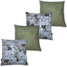 Kit 4 Capas de Almofada Impermeável Estampa Digital 100% Algodão Flor Branca Verde Riscado 43cmx43cm - 1