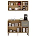 Ver imagem 5 de Cozinha Compacta Modulada 2 Peças 6 Portas 2 Gavetas Bella Cinza/Jequitibá/Granizo