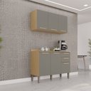 Ver imagem 1 de Cozinha Compacta Modulada 2 Peças 6 Portas 2 Gavetas Bella Cinza/Jequitibá/Granizo