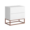 Ver imagem 1 de Mesa de Cabeceira com Gavetas Lateral de Cama para Quarto Eros 45cm Branco com Pes de Ferro Cobre