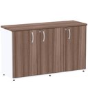 Ver imagem 1 de Armário Baixo Credenza PE25 Pandin 121,50 cm (largura) em MDP Cor Walnut e Branco com Três Portas