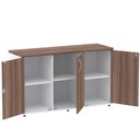 Ver imagem 4 de Armário Baixo Credenza PE25 Pandin 121,50 cm (largura) em MDP Cor Walnut e Branco com Três Portas