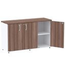 Ver imagem 3 de Armário Baixo Credenza PE25 Pandin 121,50 cm (largura) em MDP Cor Walnut e Branco com Três Portas