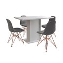 Ver imagem 6 de Mesa Jantar Londres Tampo Branco 120cm 4 Cadeiras Base Cobre Estofado Grafite