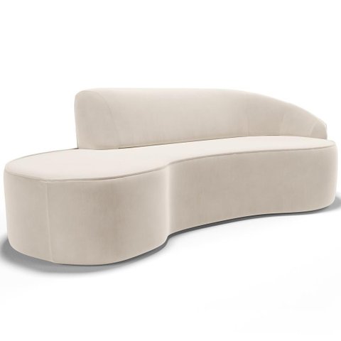 Sofá 5 Lugares Curvo Living Firenze Direito D02 Veludo Bege 300cm C-309 - Lyam