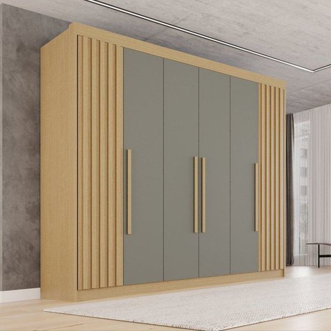 Guarda-Roupa Casal 100% MDF 6 Portas 6 Gavetas Granada Premium Cinza/Jequitibá/Granizo