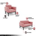 Ver imagem 3 de Conjunto 2 Poltronas e 1 Namoradeira Decorativa Karen Pés Fixo em Madeira Preto Suede Rose G19 - Gra