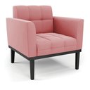 Ver imagem 6 de Conjunto 2 Poltronas e 1 Namoradeira Decorativa Karen Pés Fixo em Madeira Preto Suede Rose G19 - Gra