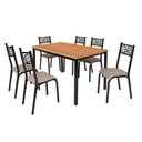 Ver imagem 3 de Conjunto Jade Flex 136cm Tampo Laminado com 6 Cadeiras Bege/Preto/Freijo