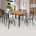 Ver imagem 1 de Conjunto Jade Flex 136cm Tampo Laminado com 6 Cadeiras Bege/Preto/Freijo