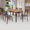 Ver imagem 1 de Conjunto Jade Flex 1,36m Tampo Laminado com 6 Cadeiras Marrom/Preto/Caramelo/Freijó