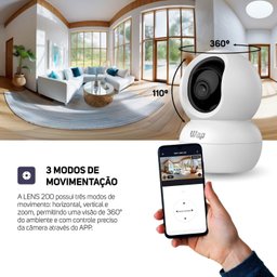 Câmera de Segurança Lens 200, 360° Graus com Cancelamento de Eco e Detector de Movimento, 5w 5v - 6