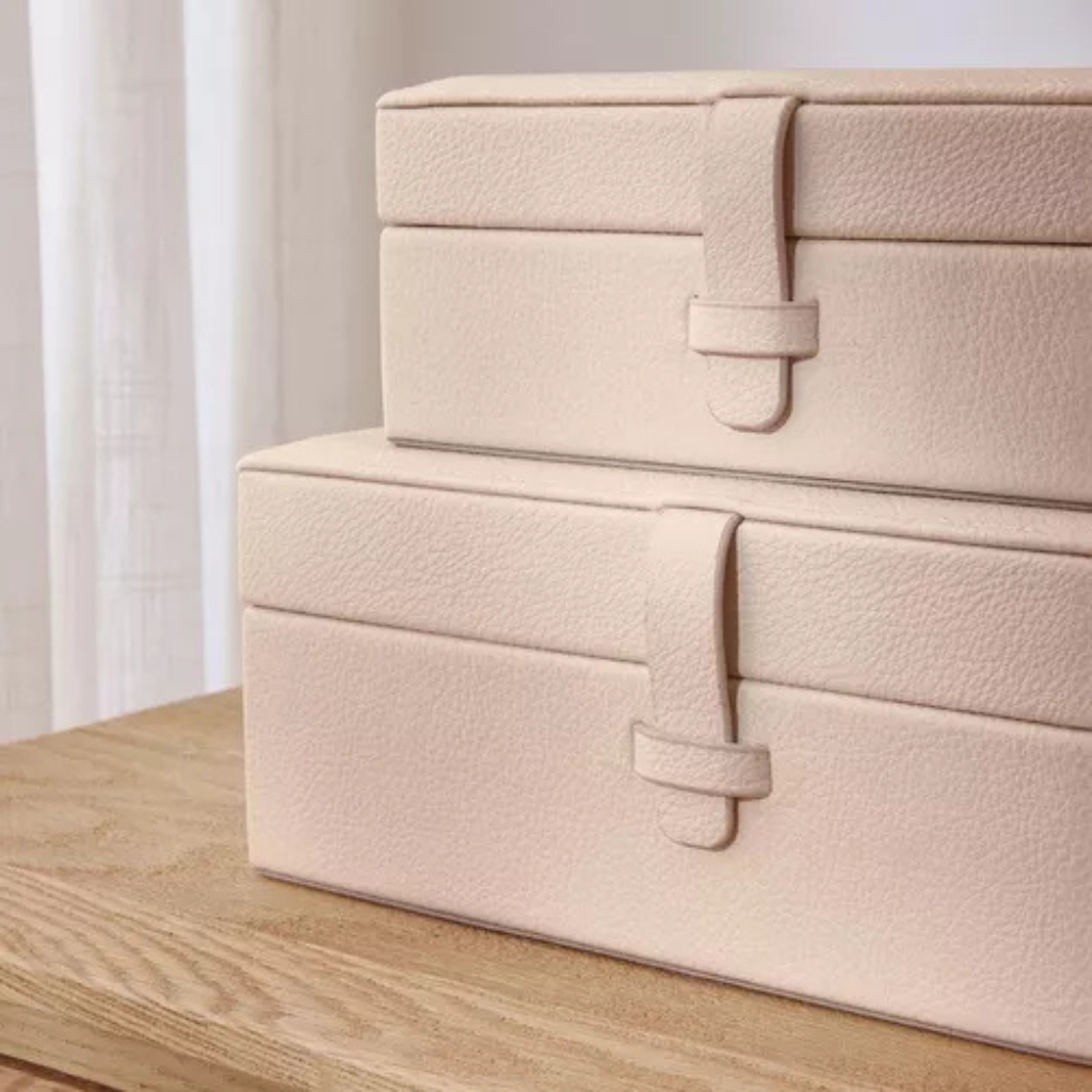 Caixa Retangular em Mdf Revestida em Pu Bege Mart 23,5x14,5cm - 3