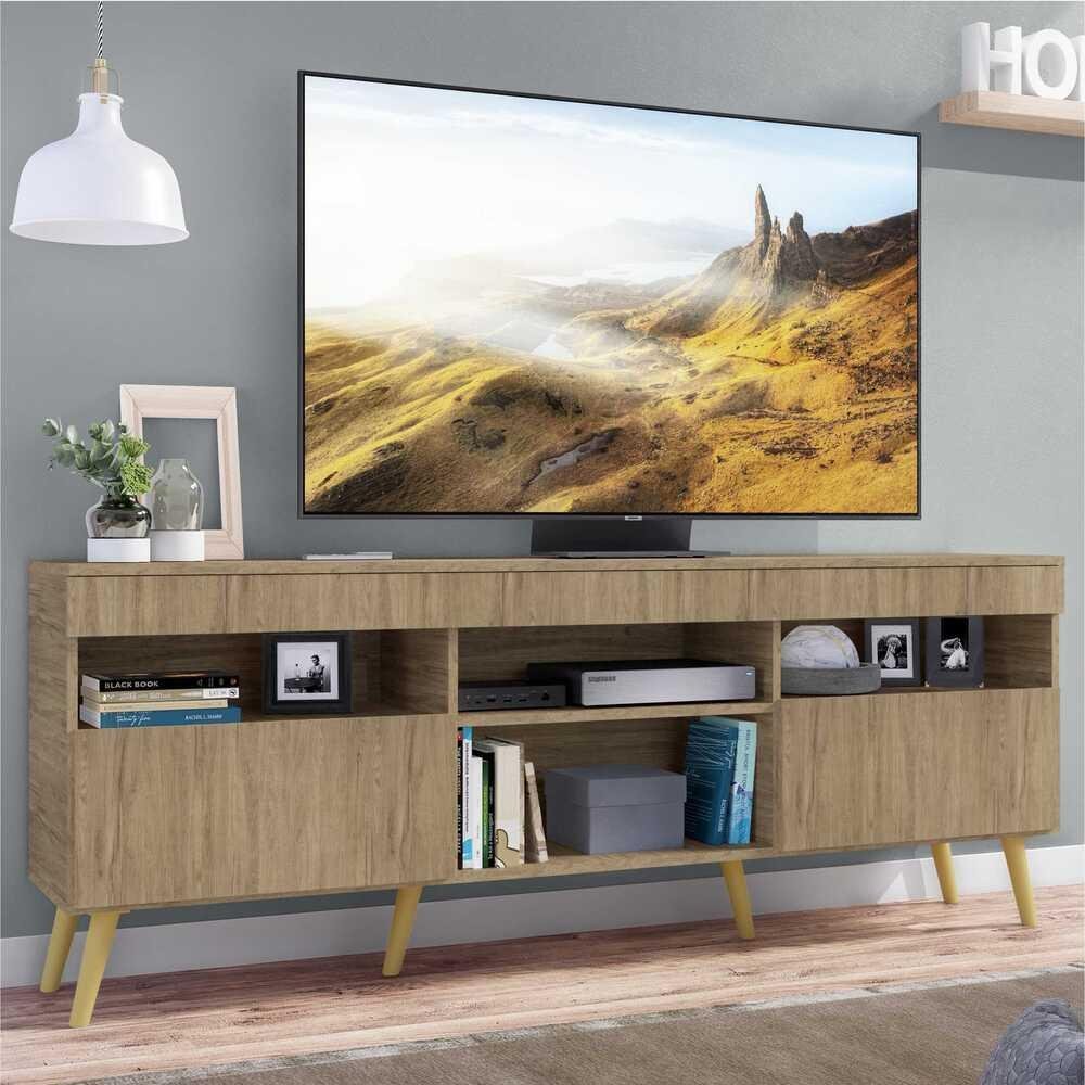 Rack TV 65" Retrô 2 Portas Paris Multimóveis V3327 Rustic/Natural - 1