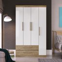 Ver imagem 1 de Guarda-Roupa Casal 4 Portas 2 Gavetas Bege/Wood/Branco Brilho