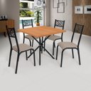 Ver imagem 1 de Conjunto de Mesa Jade Tampo Laminado com 4 Cadeiras Bege/Preto Fosco/Freijo