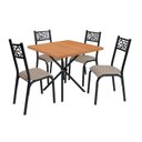 Ver imagem 3 de Conjunto de Mesa Jade Tampo Laminado com 4 Cadeiras Bege/Preto Fosco/Freijo