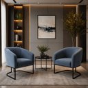 Ver imagem 1 de Kit 2 Poltronas Stella Suede Azul Marinho Base Industrial Preto - D’Rossi