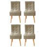 Kit 4 Cadeiras Sala de Jantar Estofada Liz Suede Bege - Twdecora - 1